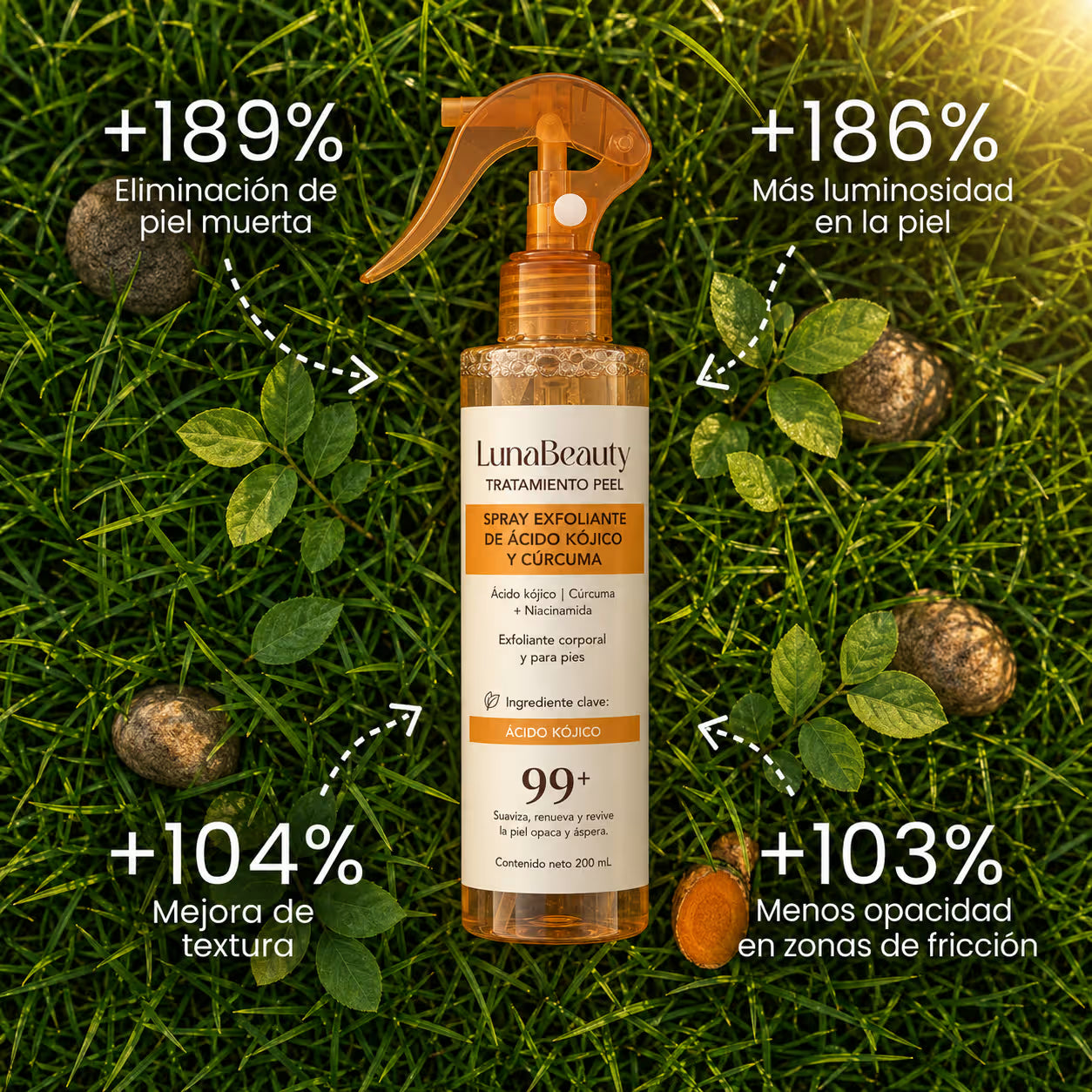 Spray Exfoliante Corporal - Ácido Kójico + Cúrcuma